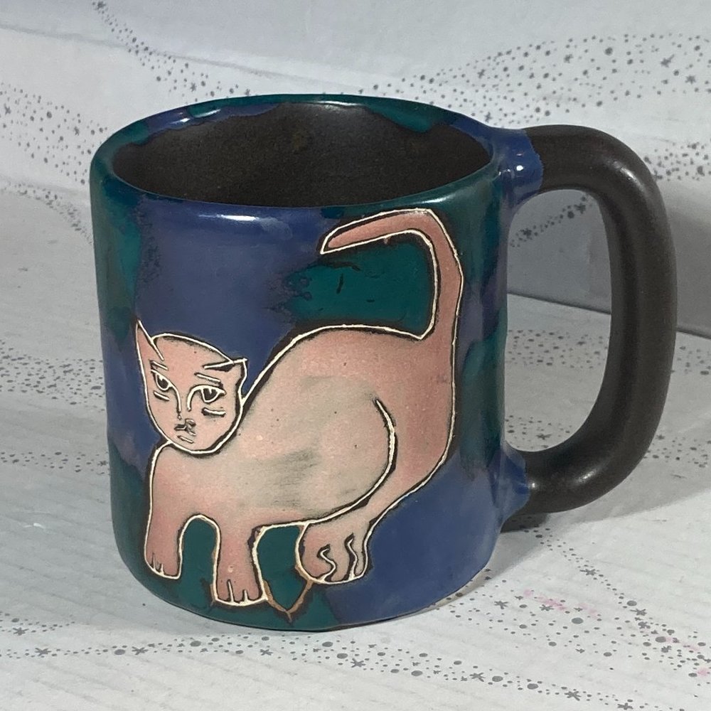 Mara Handcrafted Cat Dog Stoneware Mexican Pottery Coffee Mug 18 oz